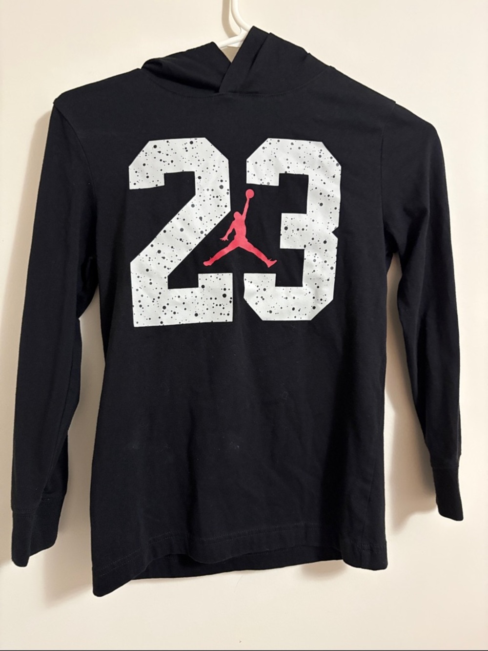 Jordan Black Hoodie with White '23' and Pink Jumpman